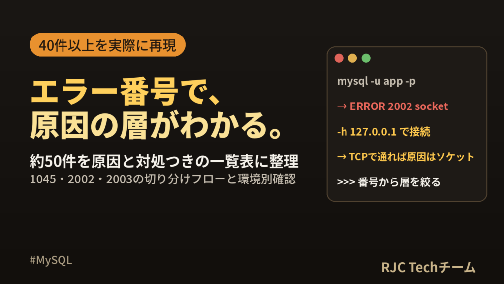 MySQLエラーコード一覧と対処法｜ERROR 1045・2002の原因別解決
