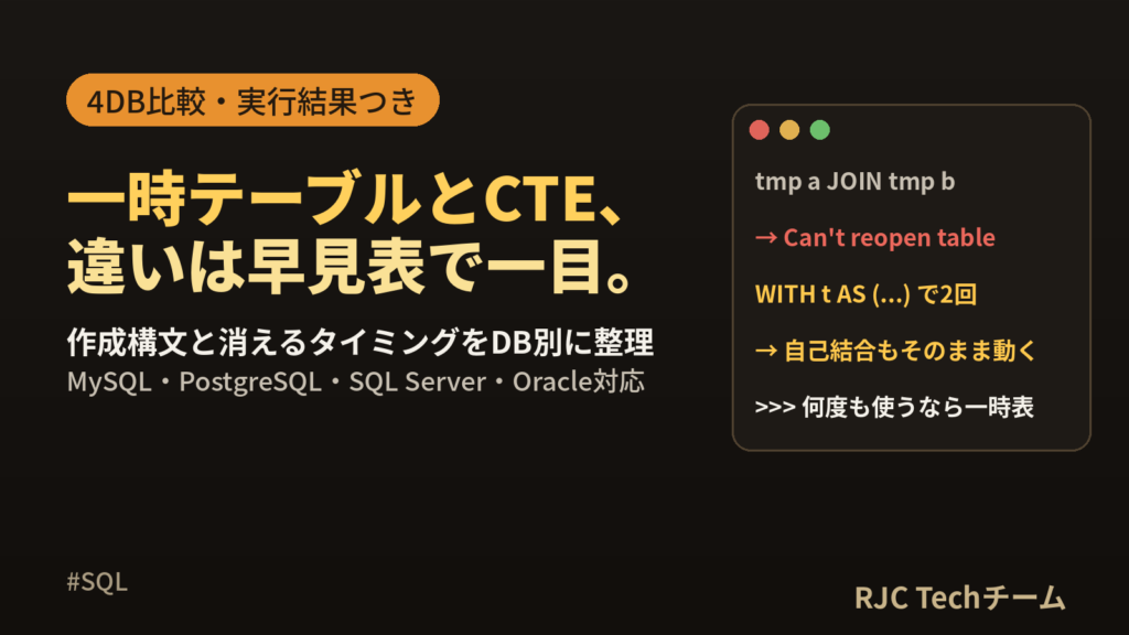 SQL一時テーブルの作成｜TEMPORARY TABLEとCTEの違い