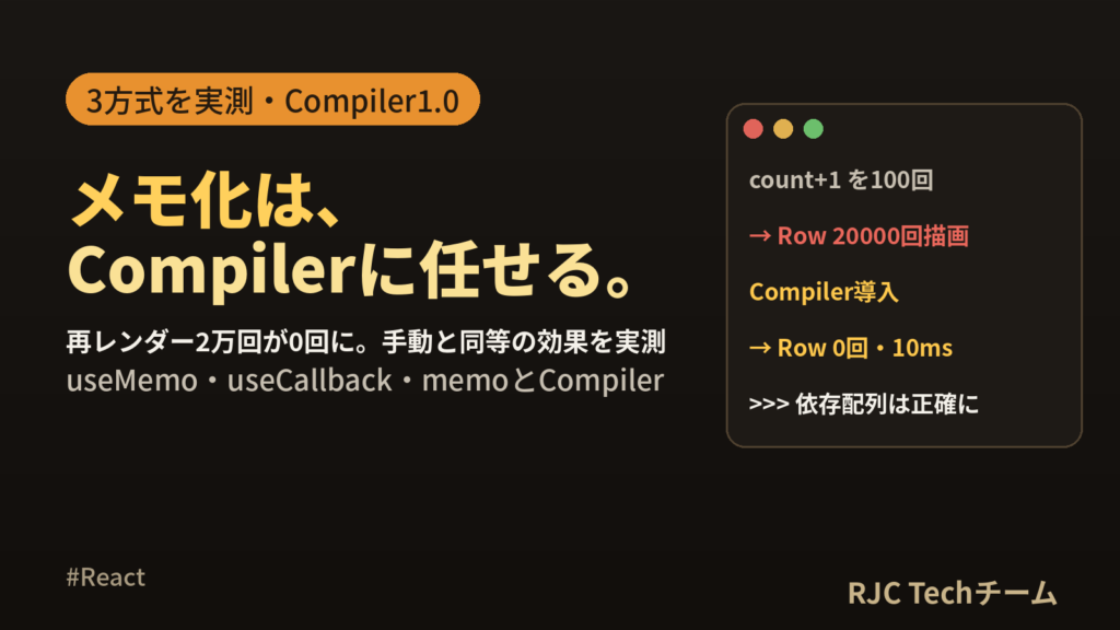 useMemo・useCallback使い分け｜React Compilerで実測