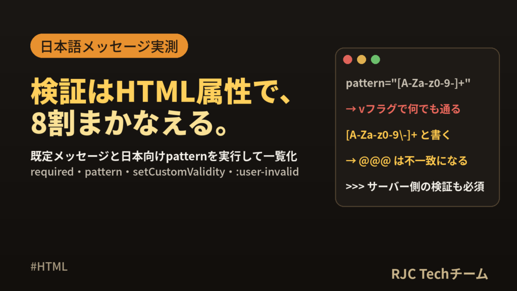 HTMLフォームバリデーション｜required・pattern早見表と完成例