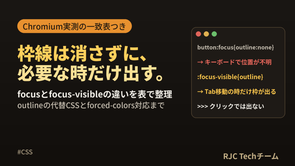 CSS focusとfocus-visibleの違い outlineの代替