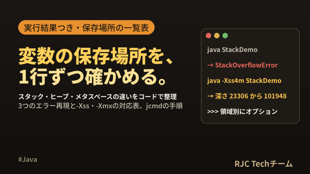 Java ヒープとスタックの違い｜変数の保存場所とメタスペースを図解