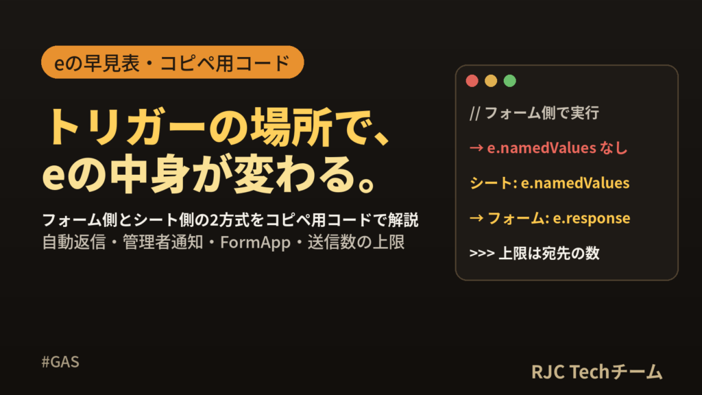 GASでGoogleフォーム自動返信メール｜onFormSubmit早見表