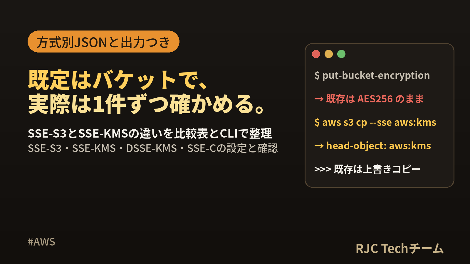 S3暗号化の設定｜SSE-S3とSSE-KMSの違いとCLIでの確認方法