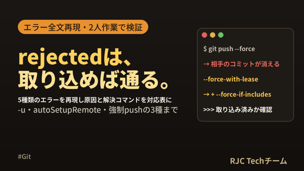 git pushの使い方｜-u・rejected・強制pushの対処