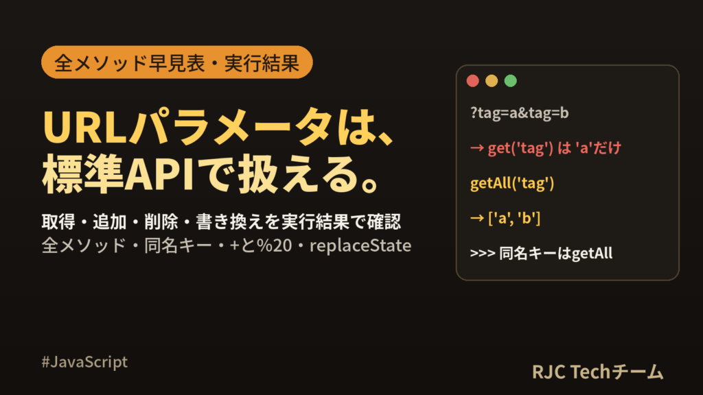 JavaScriptでURLパラメータを取得｜URLSearchParams早見表