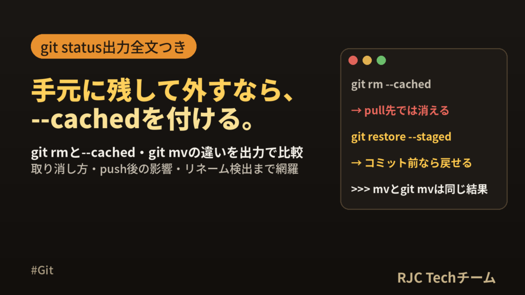 git rmの使い方｜–cachedで管理対象から外す方法とgit mv