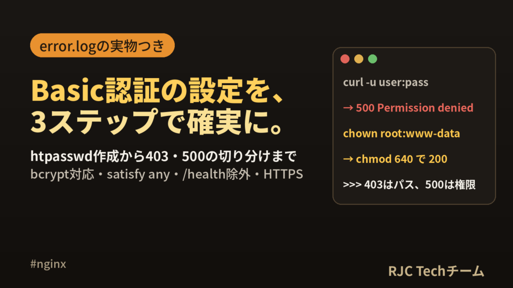 nginx Basic認証の設定手順｜htpasswd作成からエラー対処まで