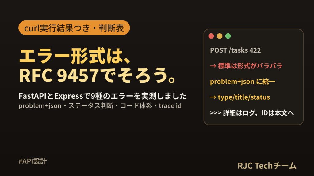 APIエラーレスポンス設計｜RFC 9457準拠のJSON例と実装コード