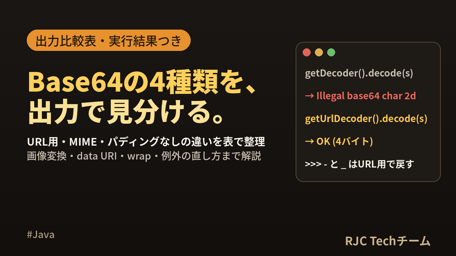 Java Base64エンコード・デコード｜URL用・MIME・画像変換