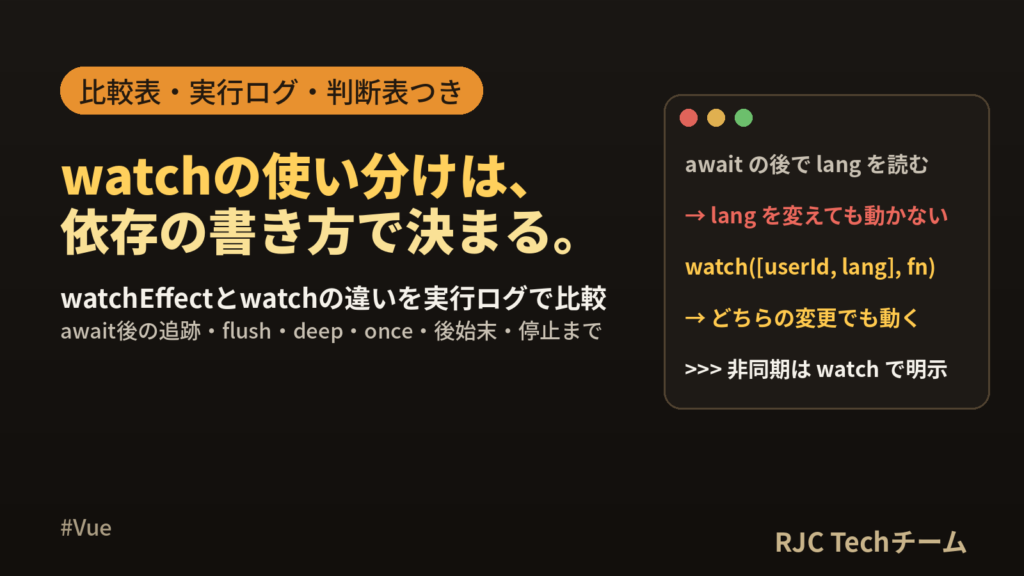 Vue watchEffectとwatchの違い｜使い分けとflush