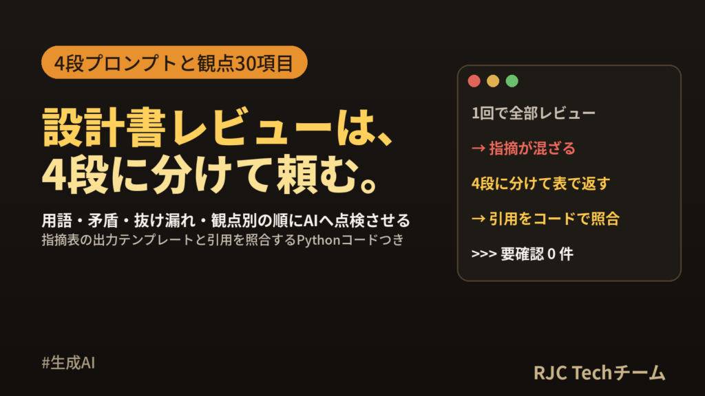 生成AIで設計書レビュー プロンプトと観点テンプレート集