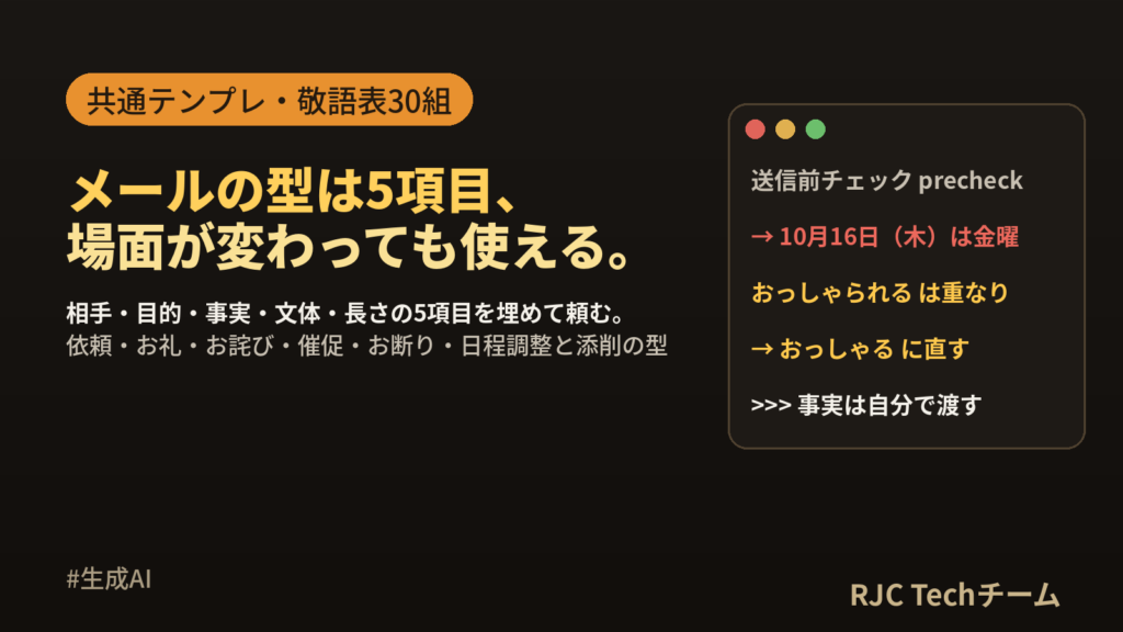 生成AIメール作成プロンプト集｜敬語の言い換えと添削