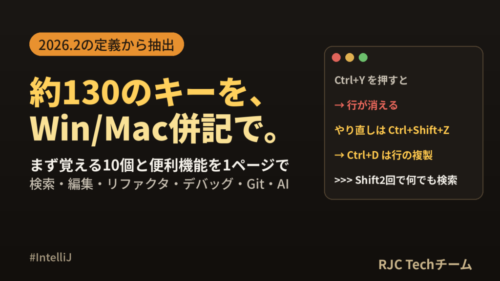 IntelliJ IDEAショートカット一覧｜Win/Mac対応の便利機能
