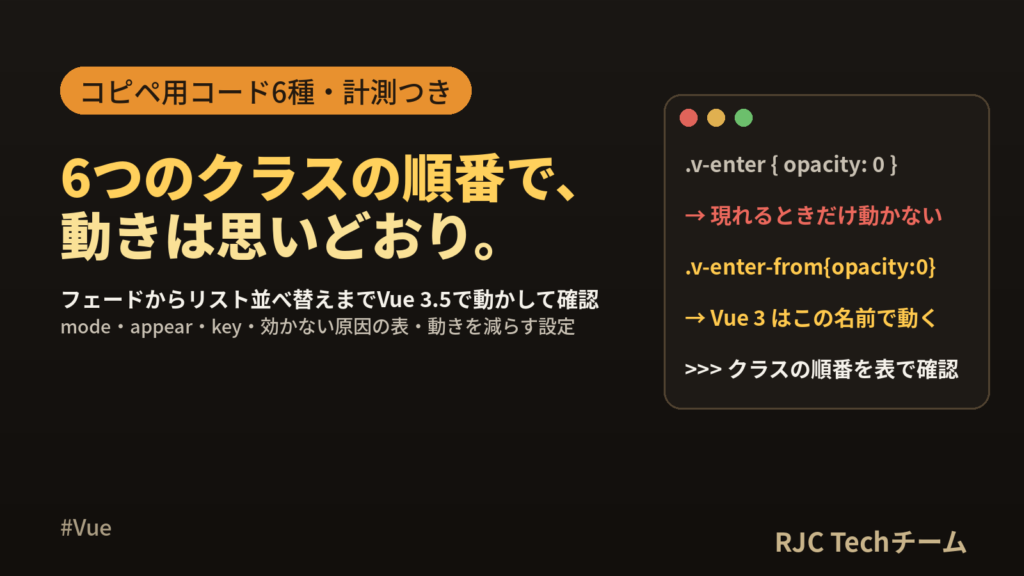 Vue Transitionの使い方｜フェード・スライドのコード集