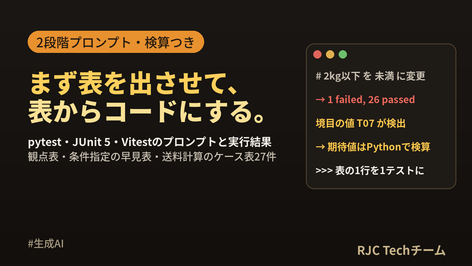 生成AIでテストコードを作るプロンプト集｜テストケースの洗い出し