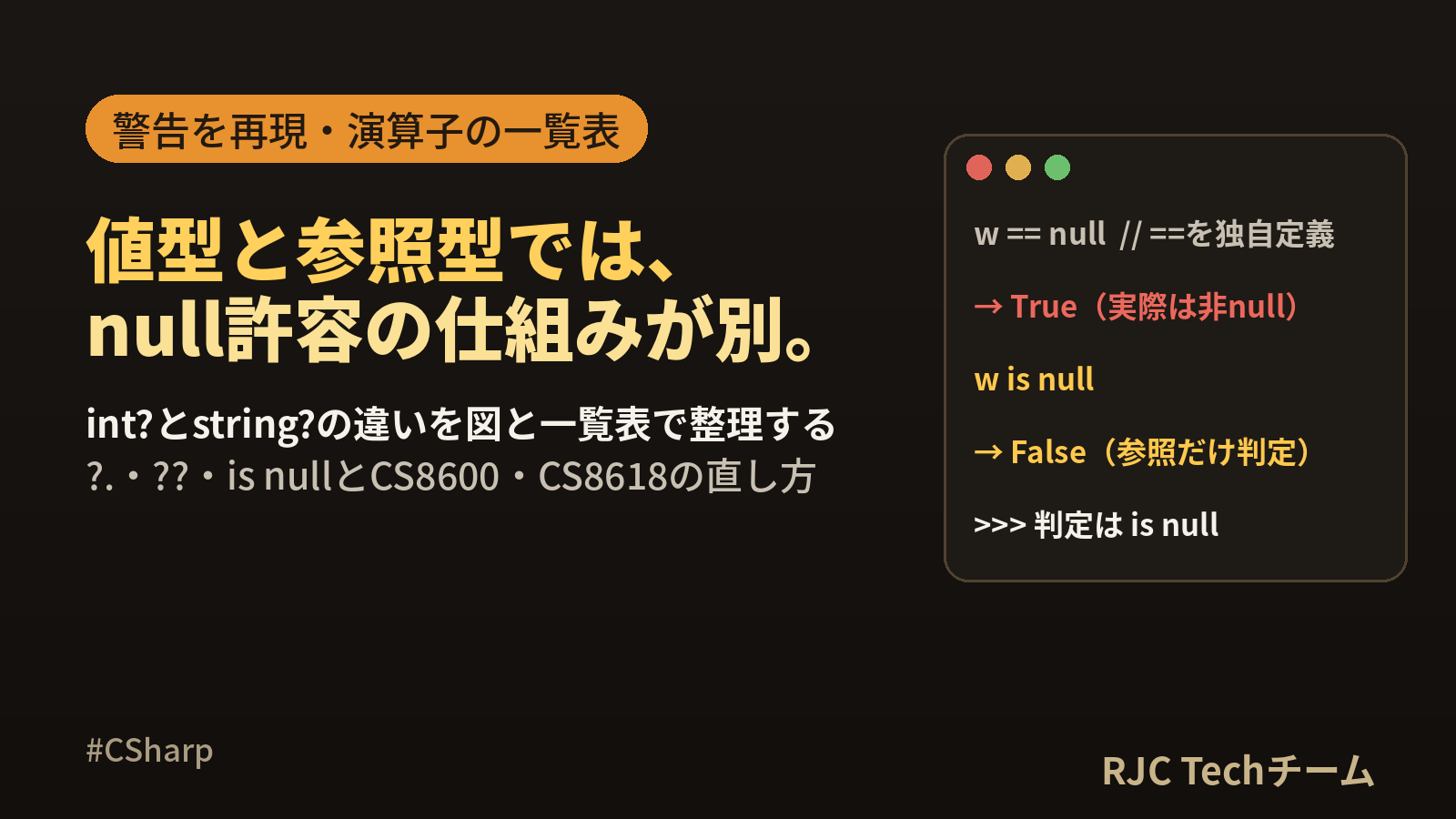 C# null許容型の使い方｜??・?.演算子とis nullでnullチェック