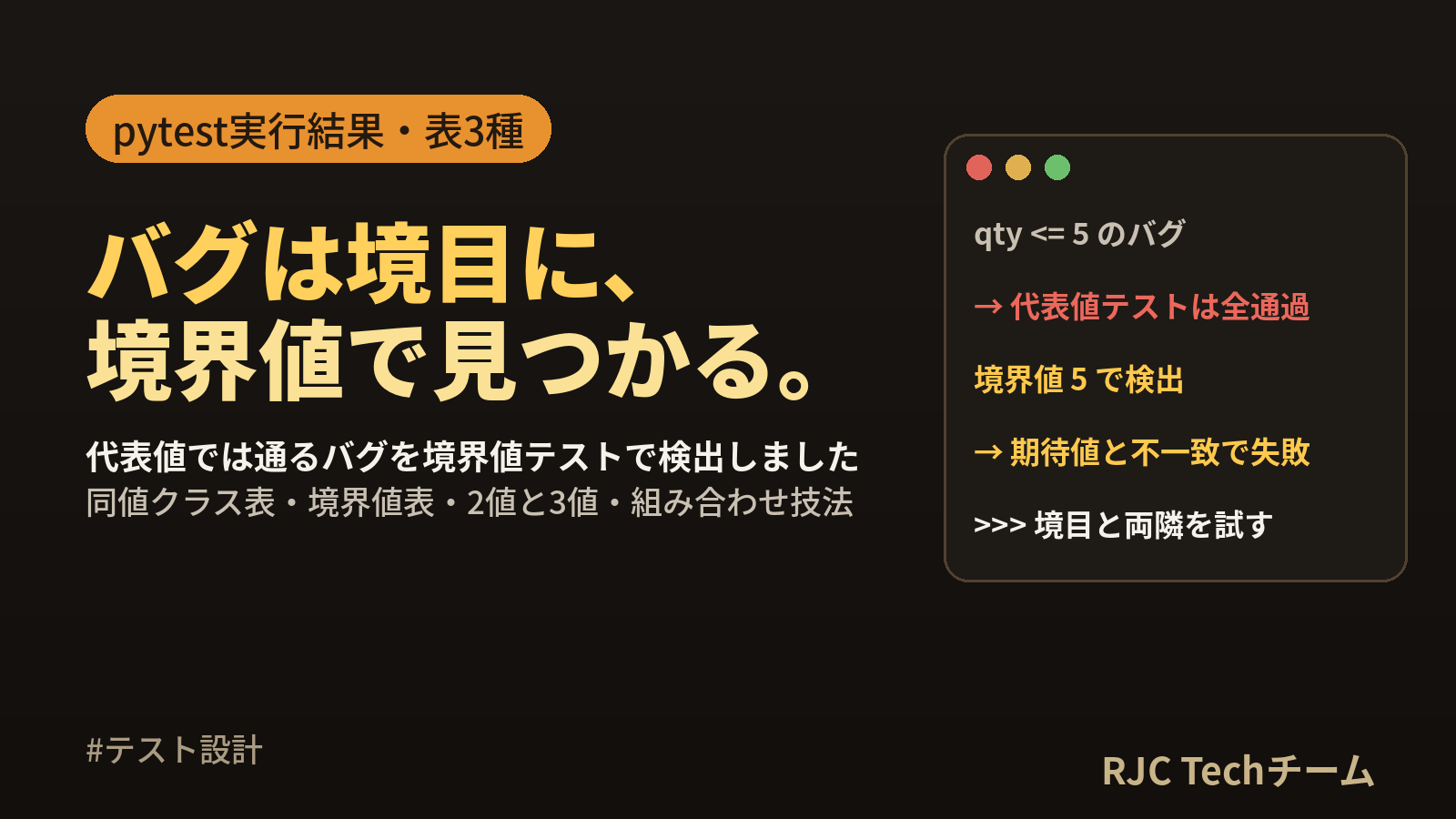 同値分割・境界値分析｜テストケース表とpytestコード例で解説